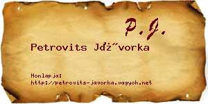 Petrovits Jávorka névjegykártya
